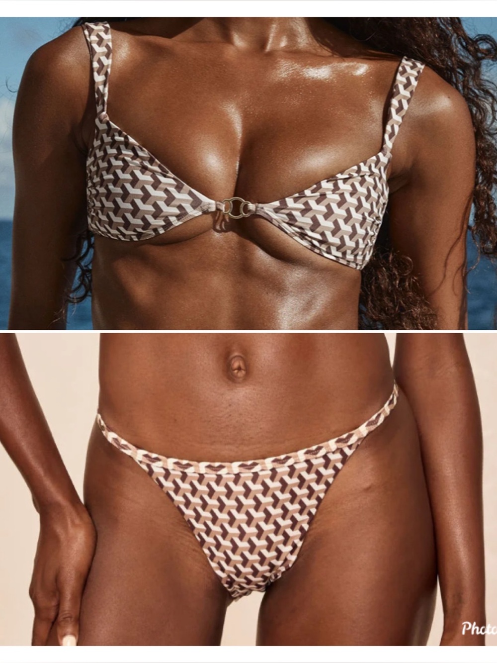 NWT Monday Swim set: Petit Ermitage top (L) & Kauai bottom (XL), Husk Geo